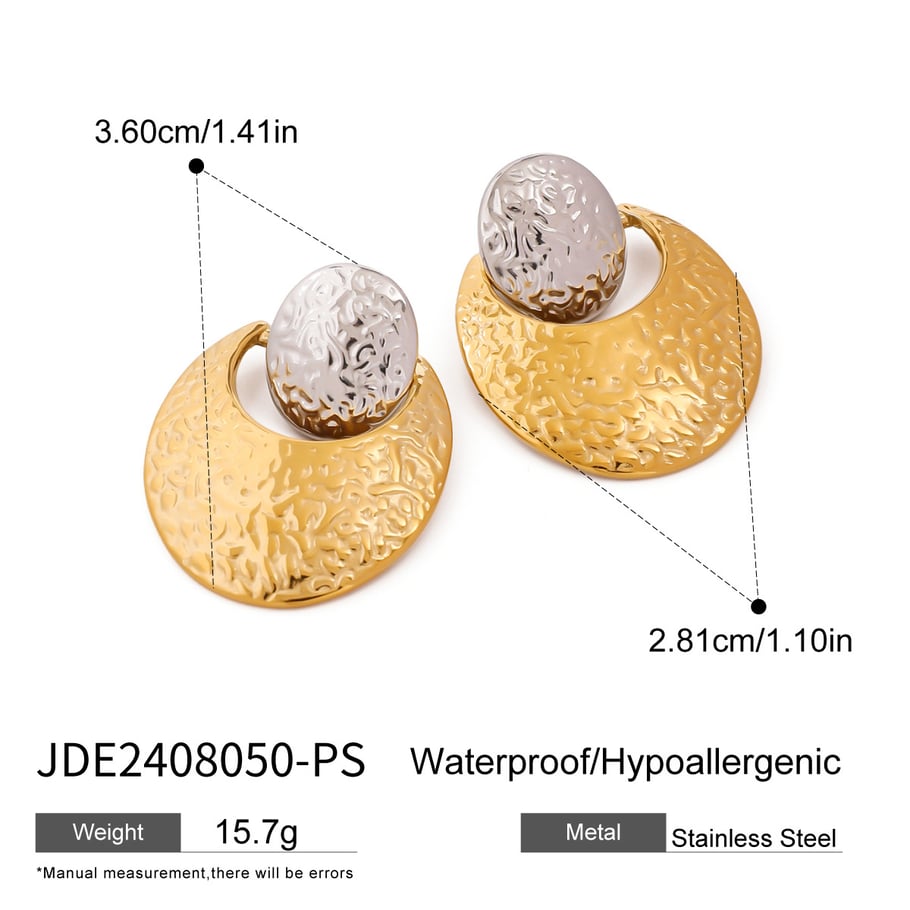 1 Pair Simple Series Europe and America round Stainless Steel 18K Gold Plated Women Stud Earrings Picture2