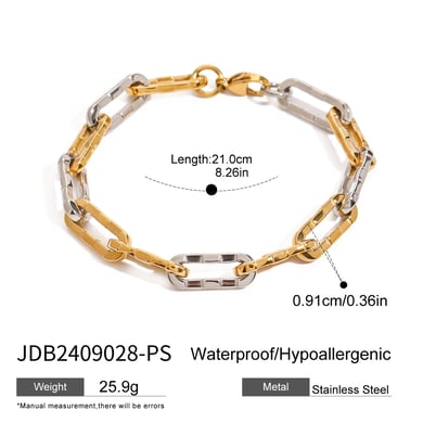 1 Piece Simple Series Europe and America line Stainless Steel 18K Gold Plated Women Chain Bracelets h5 Picture2
