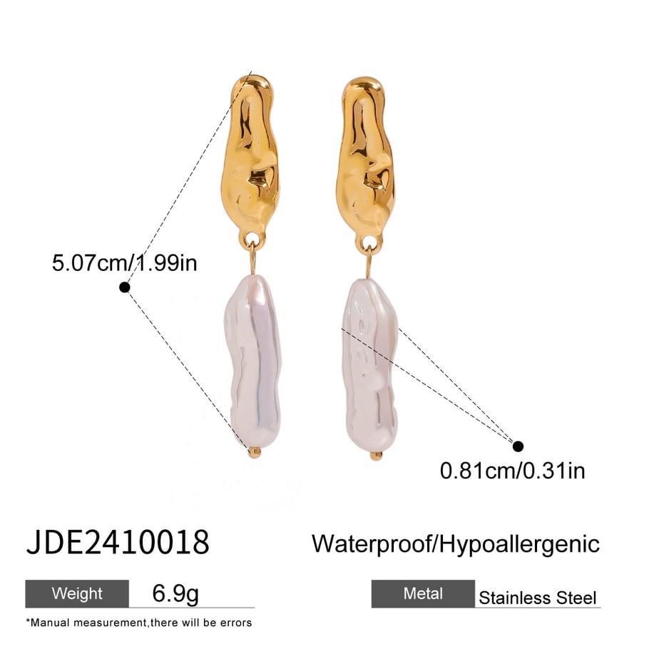 1 Pair Classic Series Europe and America oval Stainless Steel 18K Gold Plated Artificial Pearl Women Drop Earrings Picture2