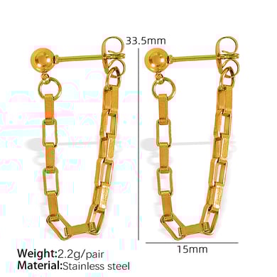 1 Pair Simple Series Simple Tassel Stainless Steel 18K Gold Plated Women Drop Earrings h5 Picture2