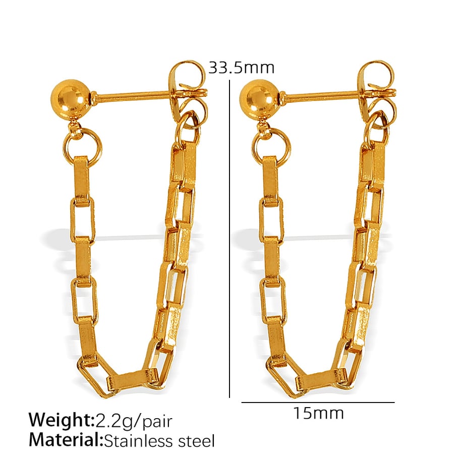 1 Pair Simple Series Simple Tassel Stainless Steel 18K Gold Plated Women Drop Earrings Picture2