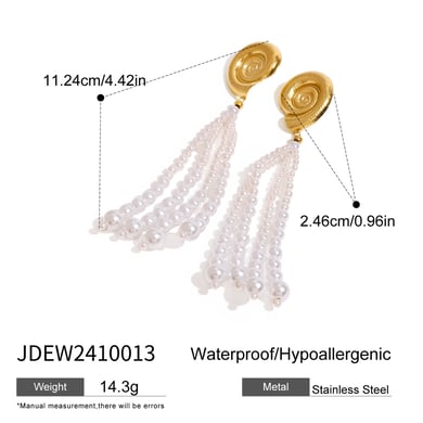 1 Pair Romantic Series Europe and America shell Stainless Steel 18K Gold Plated Artificial Pearl Women Drop Earrings h5 Picture2