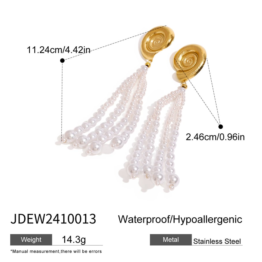 1 Pair Romantic Series Europe and America shell Stainless Steel 18K Gold Plated Artificial Pearl Women Drop Earrings Picture2