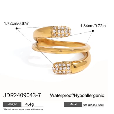 1 Pair Simple Series ins style Annular Stainless Steel 18K Gold Plated Rhinestone Women Single Rings h5 Picture2
