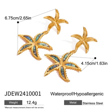 1 Pair Classic Series Europe and America starfish Stainless Steel 18K Gold Plated Women Drop Earrings h5 Picture2