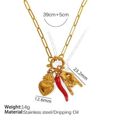 1 Piece Simple Series Retro Heart Stainless Steel 18K Gold Plated Women Pendant Necklaces h5 Picture2