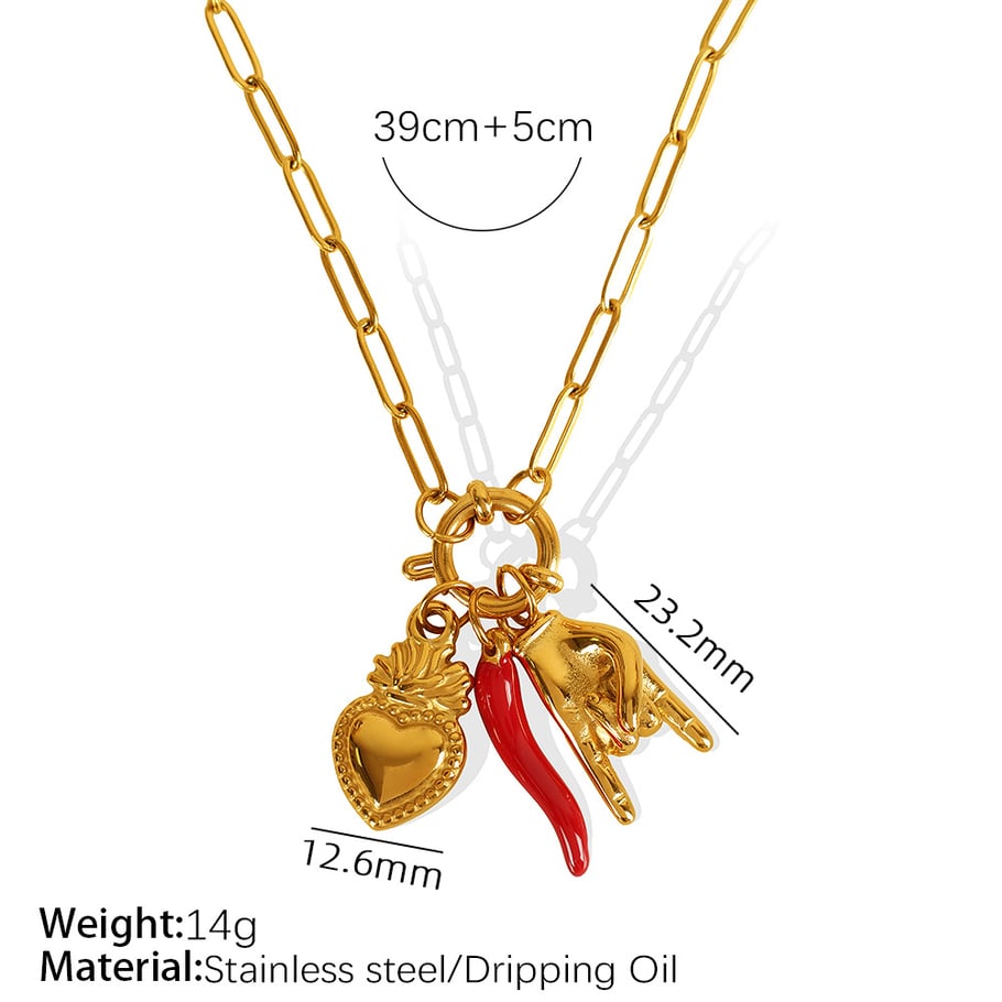 1 Piece Simple Series Retro Heart Stainless Steel 18K Gold Plated Women Pendant Necklaces Picture2