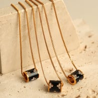 XL291 Black Drop Oil Gold Necklace 