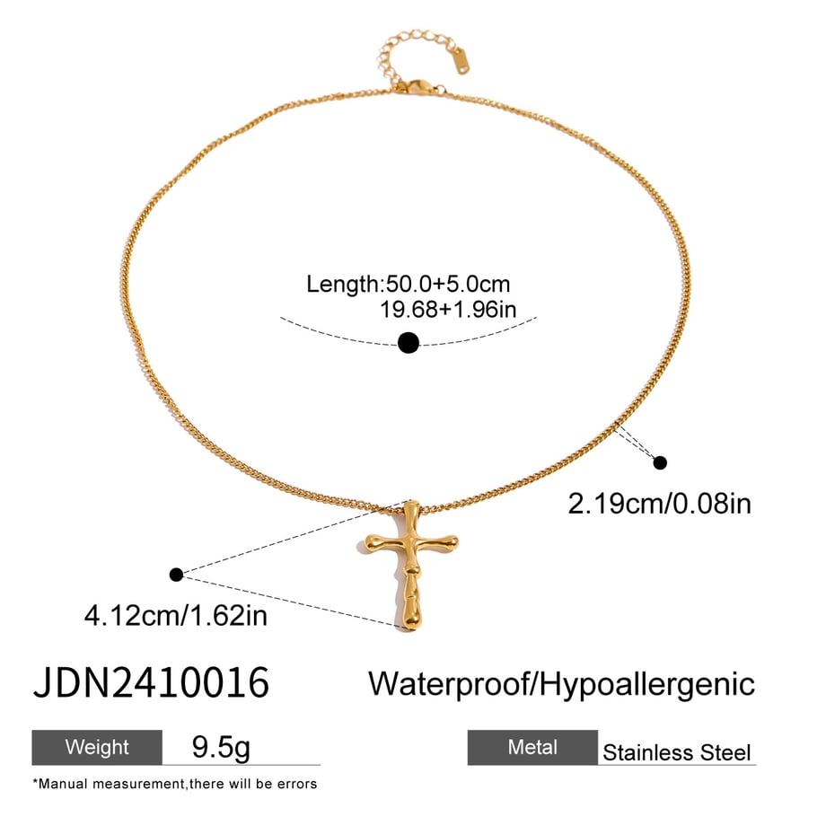 1 Piece Simple Series Europe and America Cross Stainless Steel 18K Gold Plated Women Pendant Necklaces Picture2