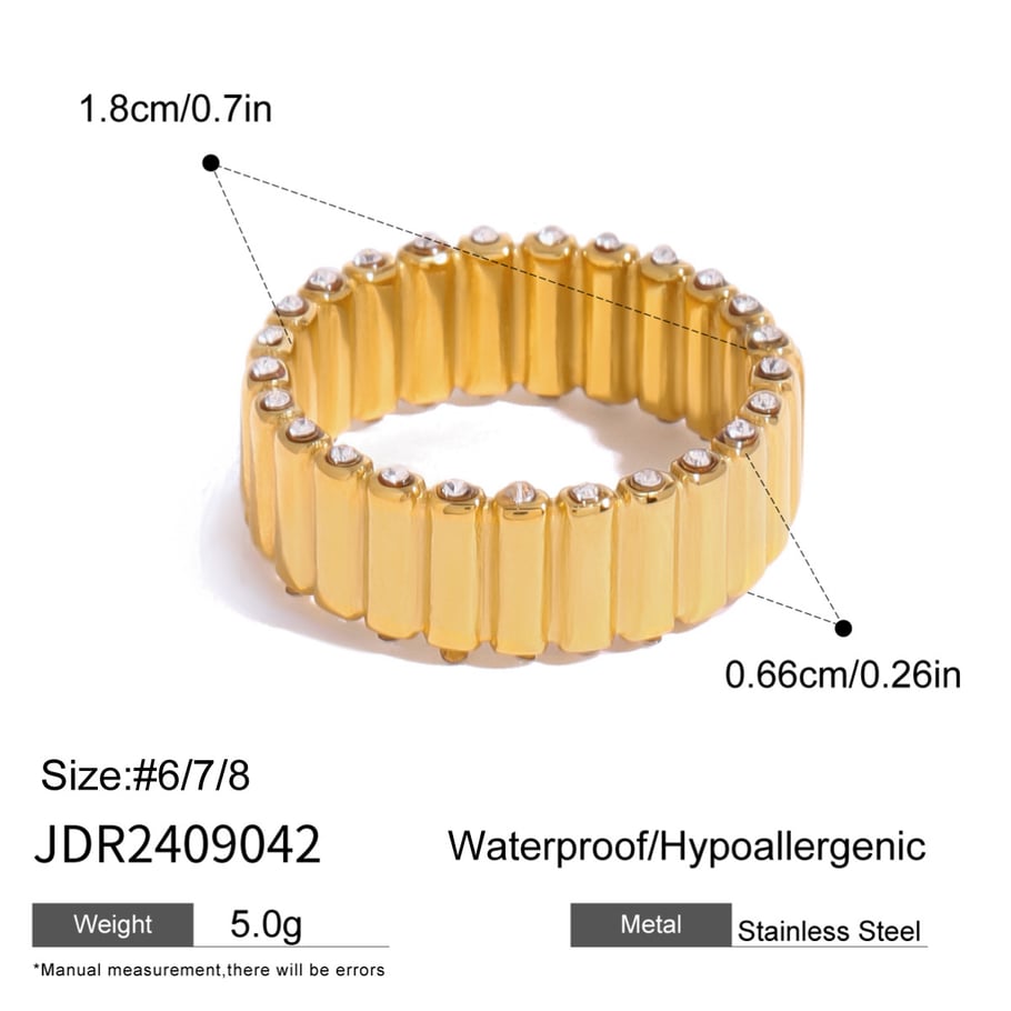 1 Paar Simple Series Europa und Amerika Ringförmige Edelstahl 18 Karat vergoldet Strass Damen Einzelringe Bild2