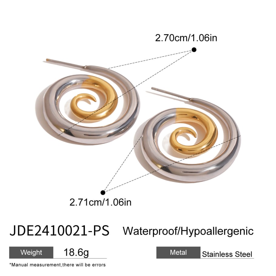 1 Pair Simple Series Europe and America Thread Stainless Steel 18K Gold Plated Women Stud Earrings Picture2