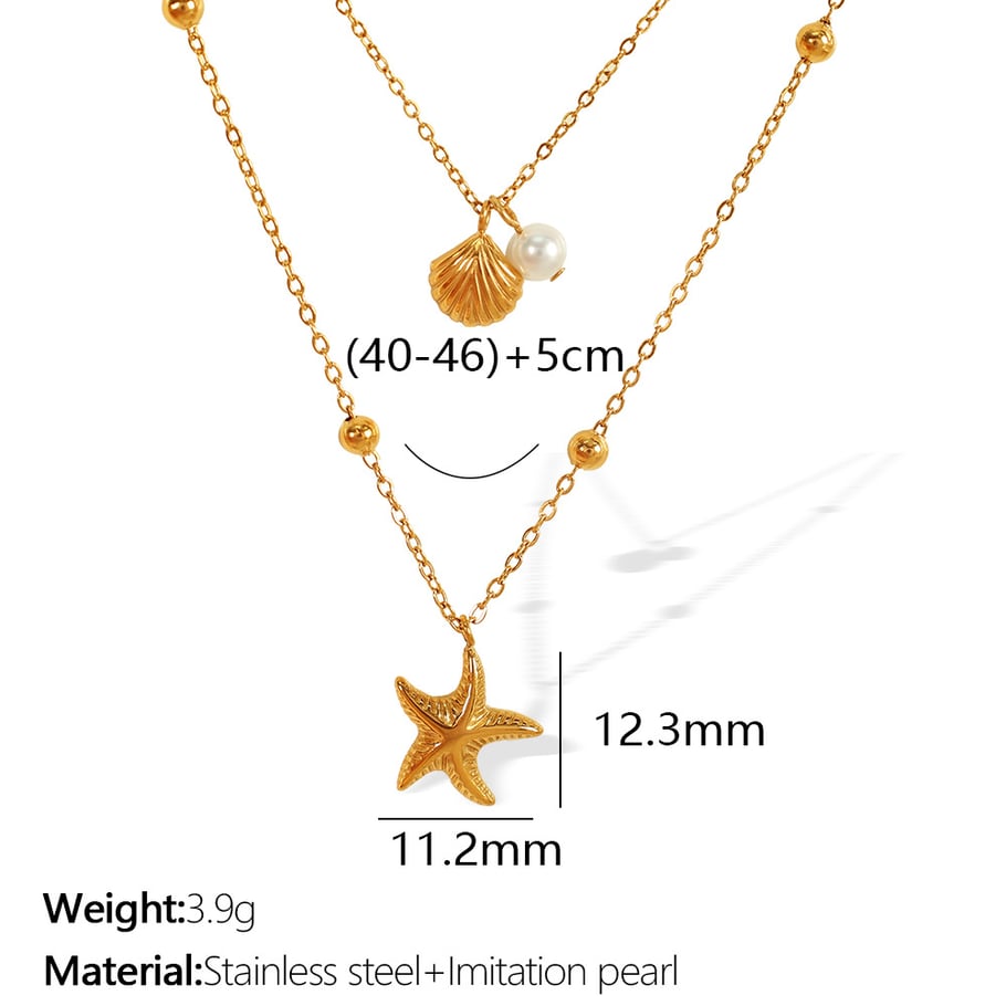 1 Piece Simple Series Simple Turtle Stainless Steel 18K Gold Plated Artificial Pearl Women Layered Necklaces Picture2
