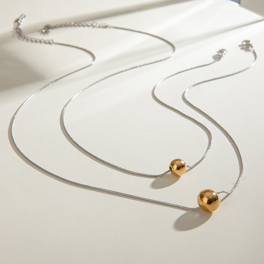 1 Piece Simple Series ins style round Stainless Steel 18K Gold Plated Women Pendant Necklaces 