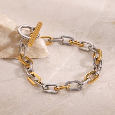 1 Piece Simple Series Daily Annular Stainless Steel 18K Gold Plated Women Chain Bracelets h5 