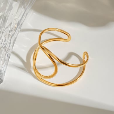 1 Piece Simple Series Simple Annular Stainless Steel 18K Gold Plated Women Bangles h5 