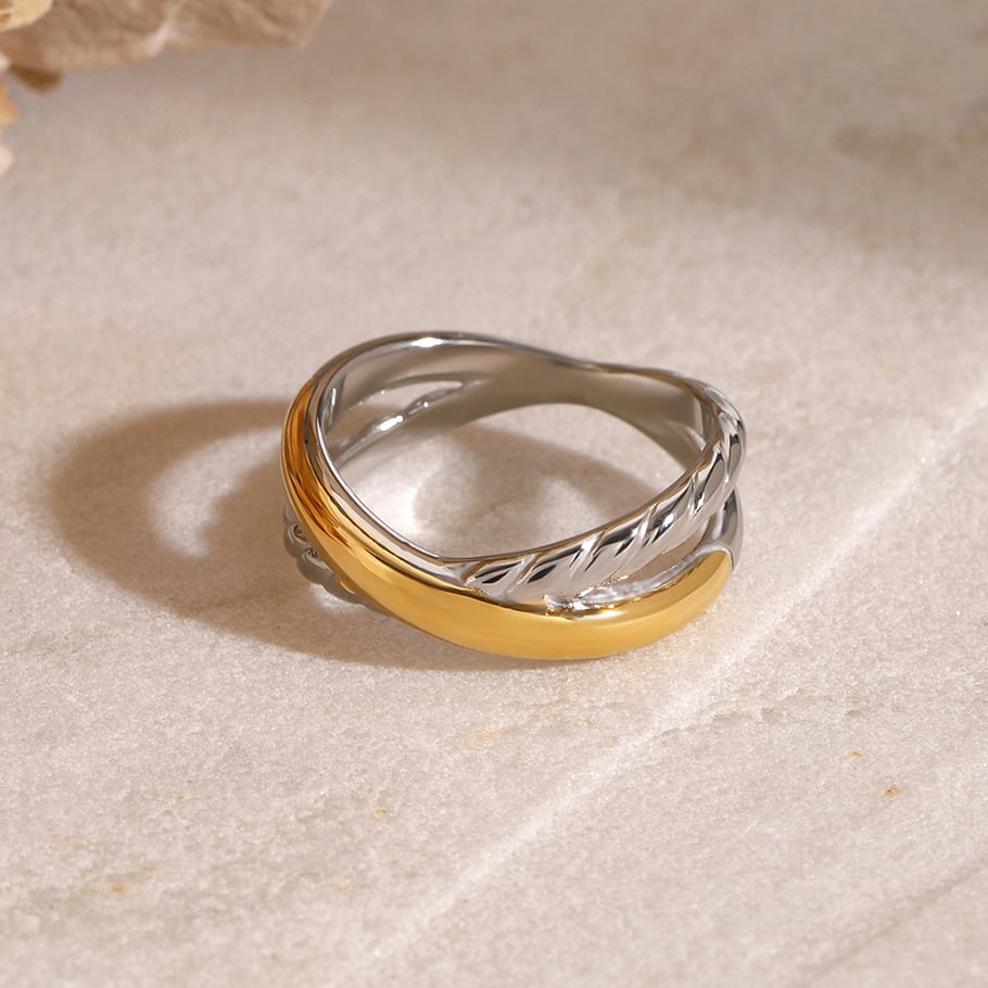 1 Pair Simple Series Simple Geometric Stainless Steel 18K Gold Plated Women Single Rings 