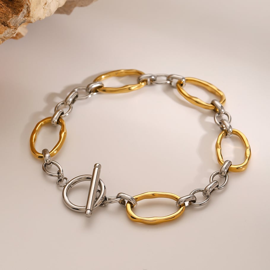 1 Piece Simple Series Simple Annular Stainless Steel 18K Gold Plated Women Chain Bracelets 