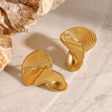 1 Pair Simple Series Europe and America line Stainless Steel 18K Gold Plated Women Stud Earrings h5 