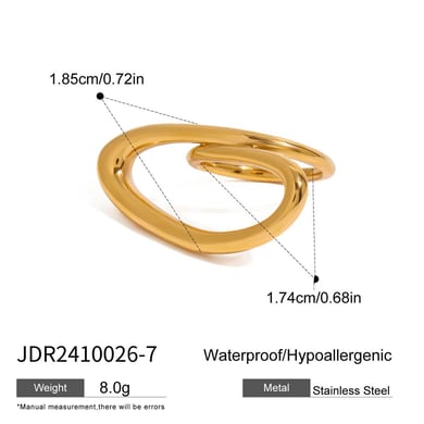 1 Pair Simple Series Simple line Stainless Steel 18K Gold Plated Women Single Rings h5 Picture2