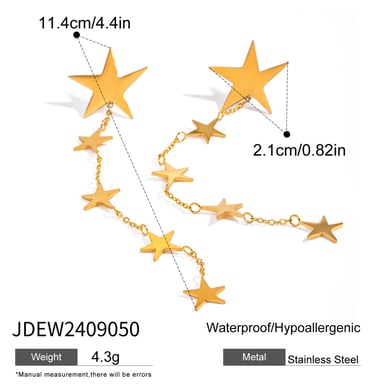 1 Pair Romantic Series Elegant Pentagram Stainless Steel 18K Gold Plated Women Drop Earrings h5 Picture2