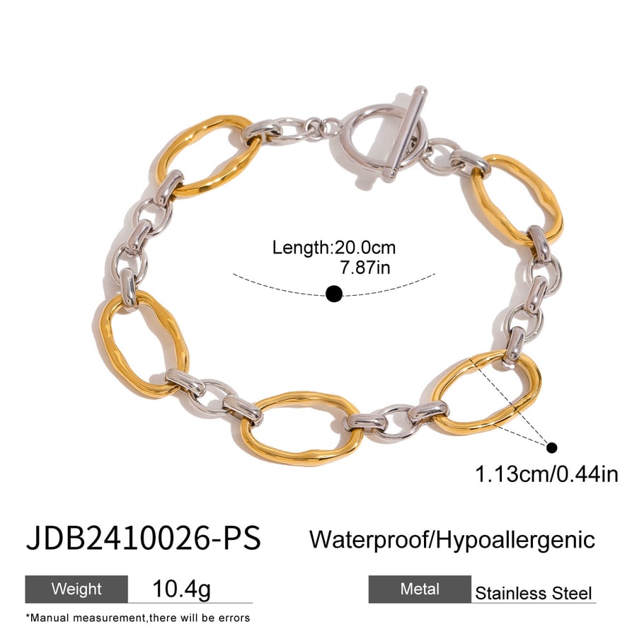 1 Piece Simple Series Simple Annular Stainless Steel 18K Gold Plated Women Chain Bracelets Picture2