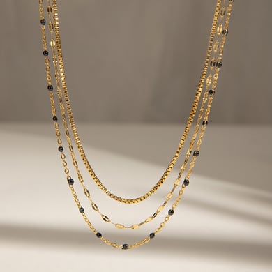 1 Stück Simple Series Elegante ringförmige Edelstahl 18 Karat vergoldete Damen-Mehrfachketten h5 