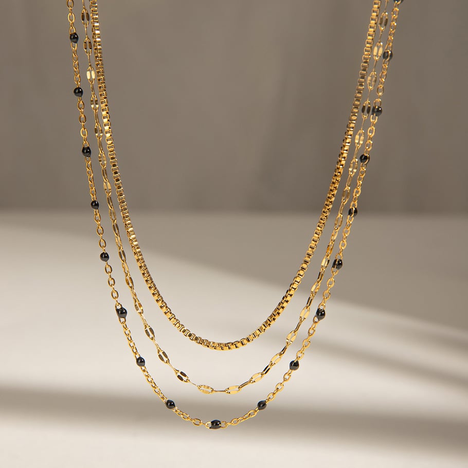 1 Stück Simple Series Elegante ringförmige Edelstahl 18 Karat vergoldete Damen-Mehrfachketten 