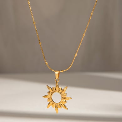 1 Piece Simple Series Elegant Sun/Moon Stainless Steel 18K Gold Plated Women Pendant Necklaces h5 