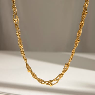 1 Stück Simple Series Einfache ringförmige Edelstahl-Ketten mit 18 Karat Goldbeschichtung für Damen h5 