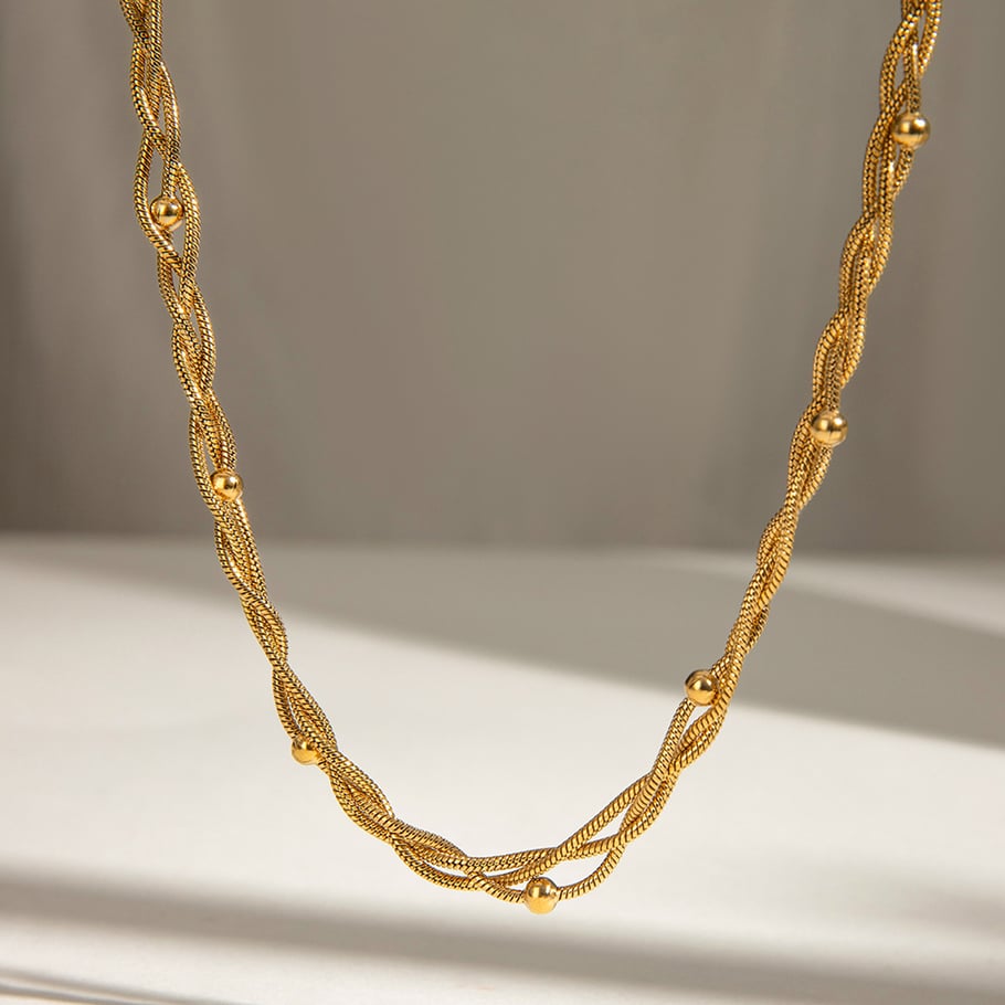 1 Stück Simple Series Einfache ringförmige Edelstahl-Ketten mit 18 Karat Goldbeschichtung für Damen 
