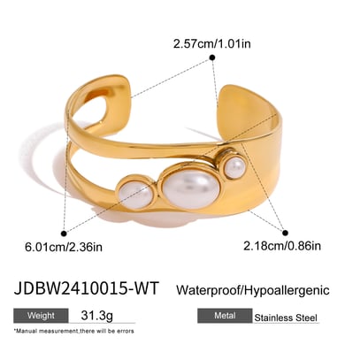 1 Piece Simple Series Elegant pearl Stainless Steel 18K Gold Plated Artificial Pearl Women Bangles h5 Picture2