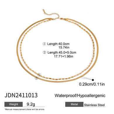1 Stück Simple Series Simple Line Edelstahl 18 Karat vergoldet Damen-Mehrfachketten h5 Bild2
