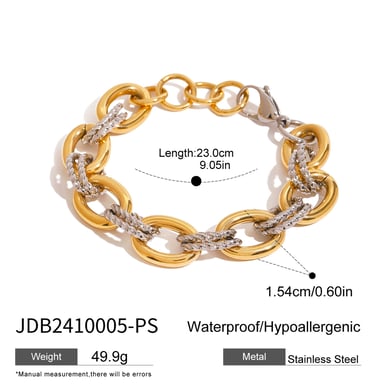 1 Piece Simple Series Daily Annular Stainless Steel 18K Gold Plated Women Chain Bracelets h5 Picture2