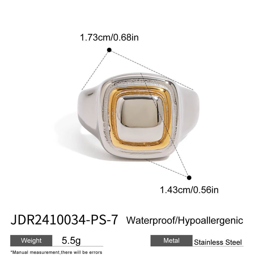 1 Paar Simple Series Einfache viereckige Edelstahl 18 Karat vergoldete Damen-Einzelringe Bild2