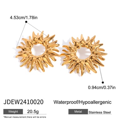 1 Pair Luxurious Series Retro Annular Stainless Steel 18K Gold Plated Women Stud Earrings h5 Picture2