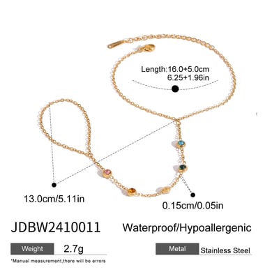 1 Piece Luxurious Series Sweet line Stainless Steel 18K Gold Plated Rhinestone Women Chain Bracelets h5 Picture2