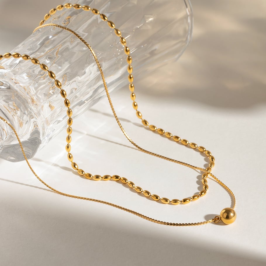 1 Piece Simple Series Simple round Stainless Steel 18K Gold Plated Women Layered Necklaces Picture2