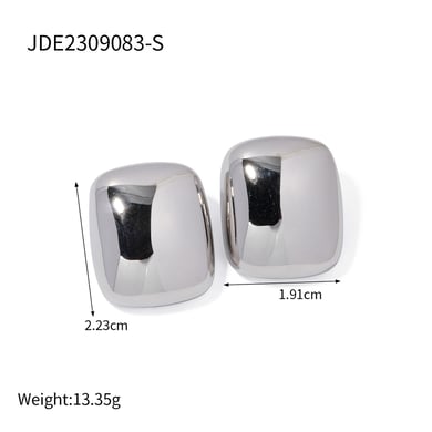 1 Pair Simple Series Simple quadrilateral Stainless Steel 18K Gold Plated Women Stud Earrings h5 Picture2