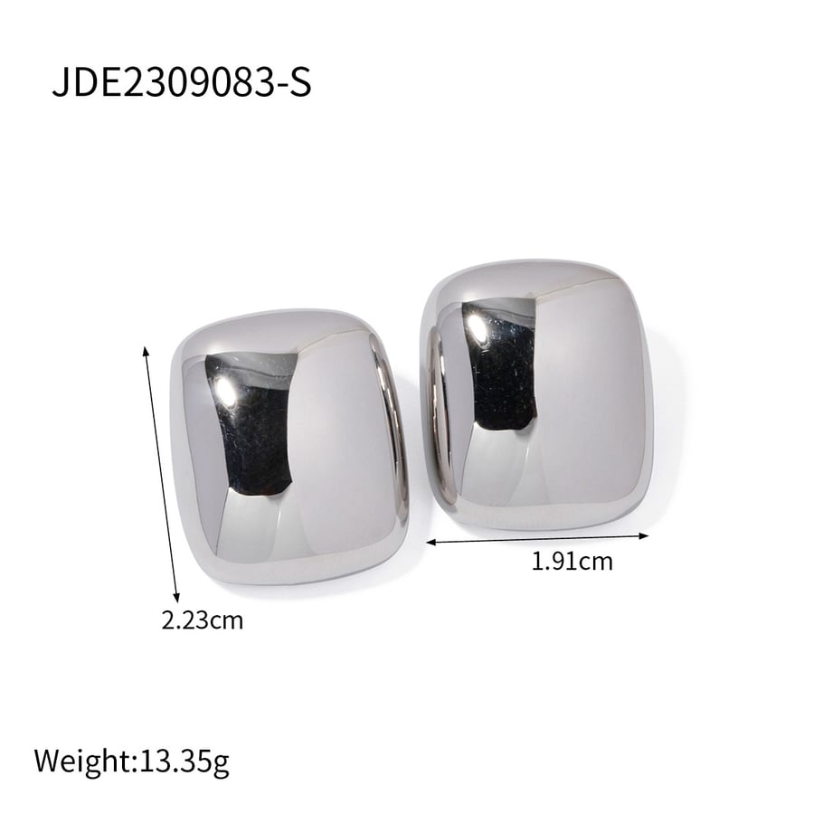 1 Pair Simple Series Simple quadrilateral Stainless Steel 18K Gold Plated Women Stud Earrings Picture2