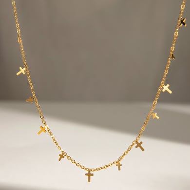 1 Piece Simple Series Daily Cross Stainless Steel 18K Gold Plated Women Pendant Necklaces h5 
