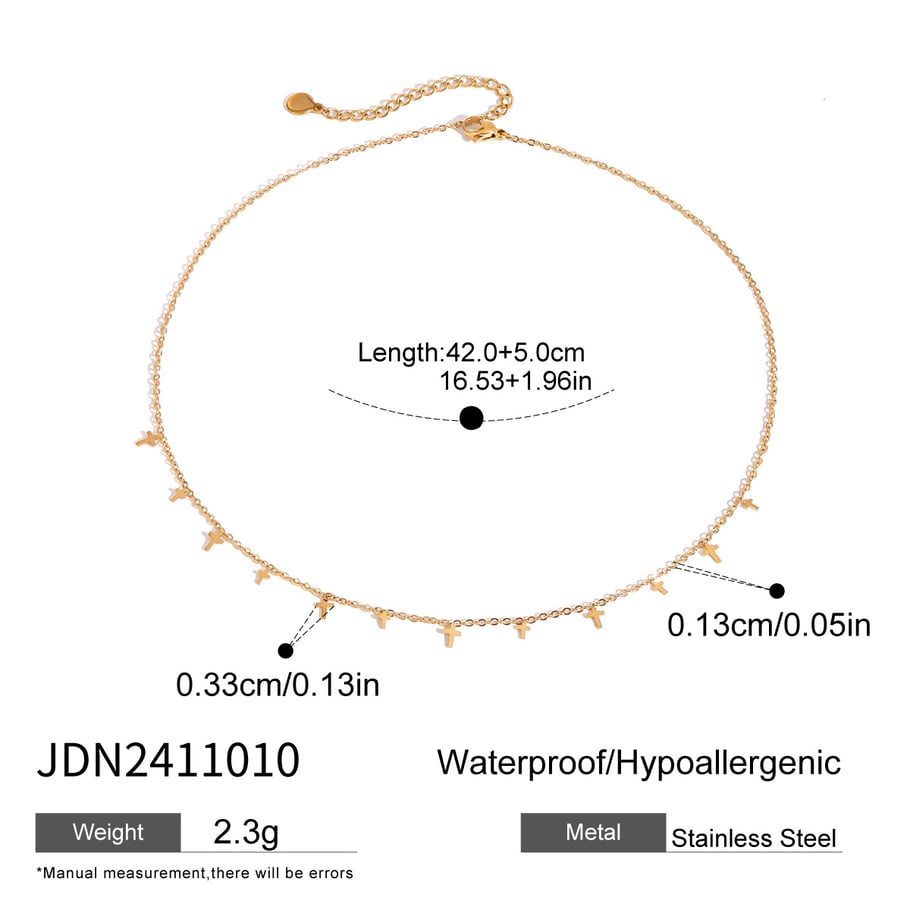 1 Piece Simple Series Daily Cross Stainless Steel 18K Gold Plated Women Pendant Necklaces Picture2