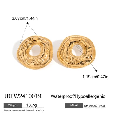 1 Pair Classic Series Elegant Annular Stainless Steel 18K Gold Plated Women Stud Earrings h5 Picture2
