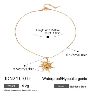1 Piece Simple Series Elegant Sun/Moon Stainless Steel 18K Gold Plated Women Pendant Necklaces h5 Picture2
