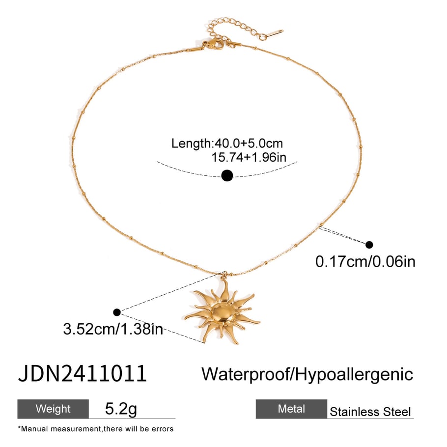 1 Piece Simple Series Elegant Sun/Moon Stainless Steel 18K Gold Plated Women Pendant Necklaces Picture2