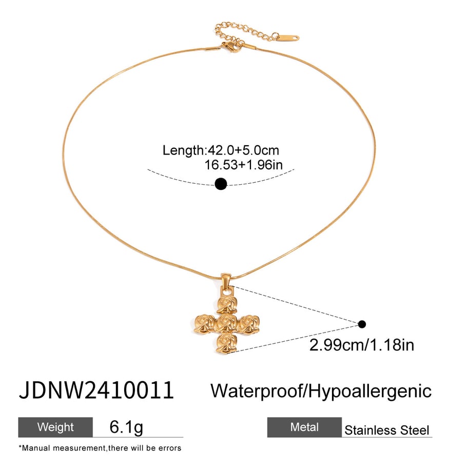 1 Piece Simple Series Daily Cross Stainless Steel 18K Gold Plated Women Pendant Necklaces Picture2