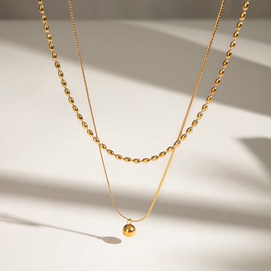 1 Piece Simple Series Simple round Stainless Steel 18K Gold Plated Women Layered Necklaces h5 