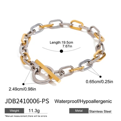 1 Piece Simple Series Daily Annular Stainless Steel 18K Gold Plated Women Chain Bracelets h5 Picture2
