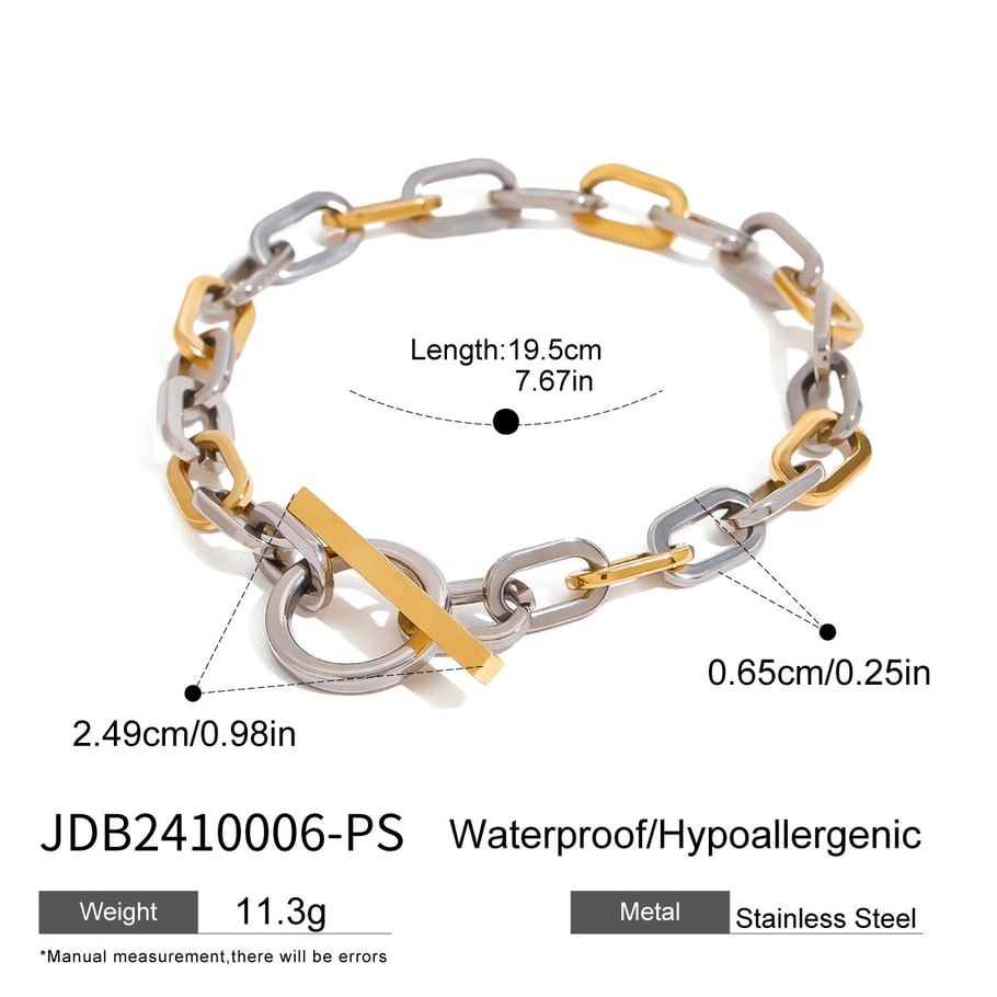 1 Piece Simple Series Daily Annular Stainless Steel 18K Gold Plated Women Chain Bracelets Picture2