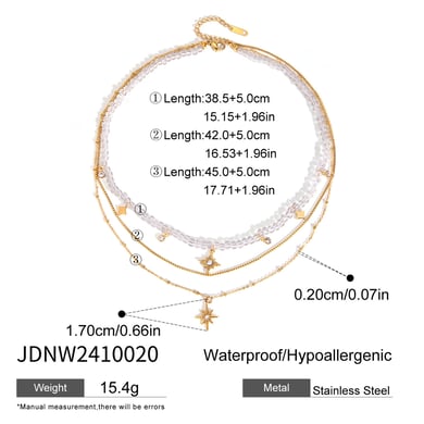 1 Stück Luxuriöse Serie Elegante Stern Edelstahl 18K vergoldet Strass Damen Anhänger Halsketten h5 Bild2