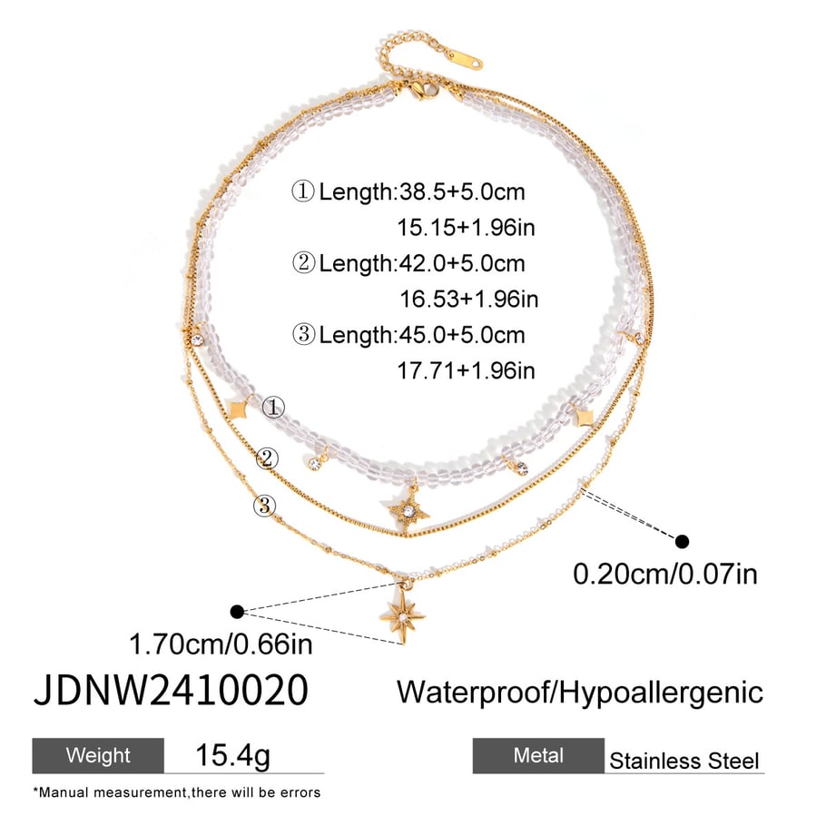 1 Stück Luxuriöse Serie Elegante Stern Edelstahl 18K vergoldet Strass Damen Anhänger Halsketten Bild2